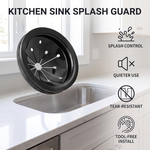 Black 3-Inch Rubber Garbage Disposal Splash Guard - Universal Sink Baffle Cover