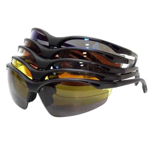 Calabria 91348 3 Pack Bulk Bifocal Reading Safety Glasses Readers +2.00 Yellow Men Women Wrap Around Eye Protection Anti Fog