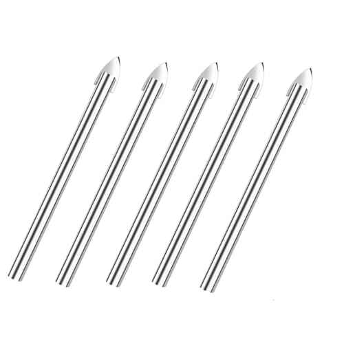 Amonk 10Pcs 6mm Glass Drill Bits, Carbide Tip Tile 1/4" Round Shank Drill Bit Set for Glass, Ceramic, Marble, Concrete, Wood with Plastic Box