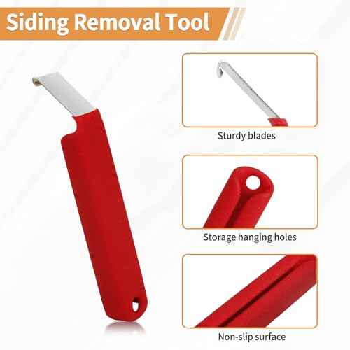 Vinyl Siding Removal Tool Fits for Reattach Siding Repair, Steel Blade Siding Zip Tool Extra Long Non-Slip Grip Handle£¨Red£©