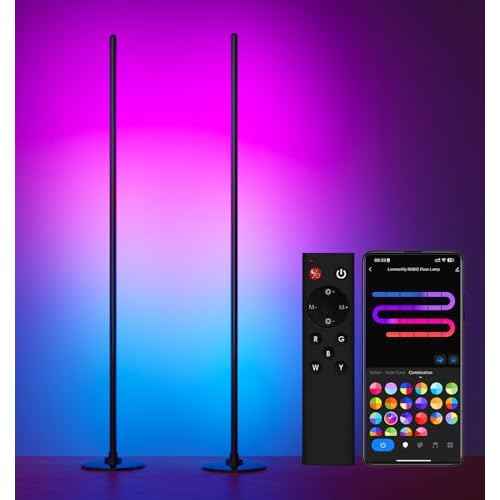 Corner Floor Lamp 2-Pack with Alexa, Smart Modern Floor Lamp with Music Sync 16 Million Colors & 68+ Scene with APP and Remote Control, for Bedroom Living Room