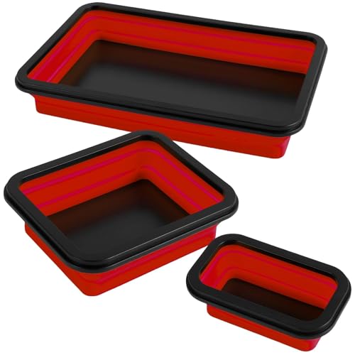 ZOLOTI Red Collapsible Magnetic Parts Tray Set – 3 Sizes