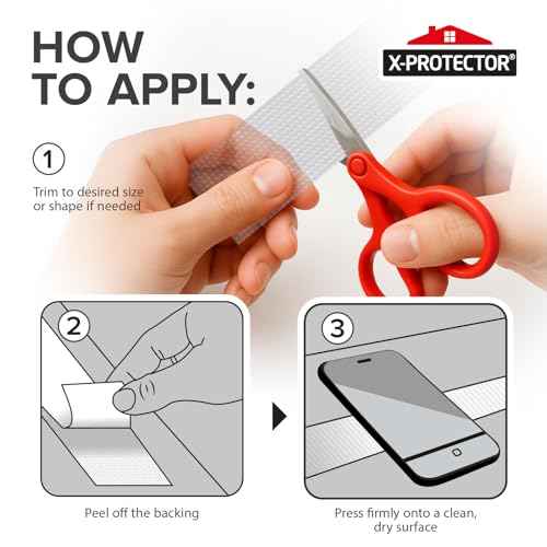 X-Protector Rubber Grip Tape Strips - 10 PCS Pack of Non-Abrasive Grip Stickers - 2"x8.5" Heavy-Duty Non Slip Adhesive Strips - Clear Waterproof Rubberized Grip Tape for Handles!