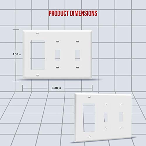 White ENERLITES 3-Gang Wall Plate with 2 Toggle & GFCI Outlets - Pack of 1