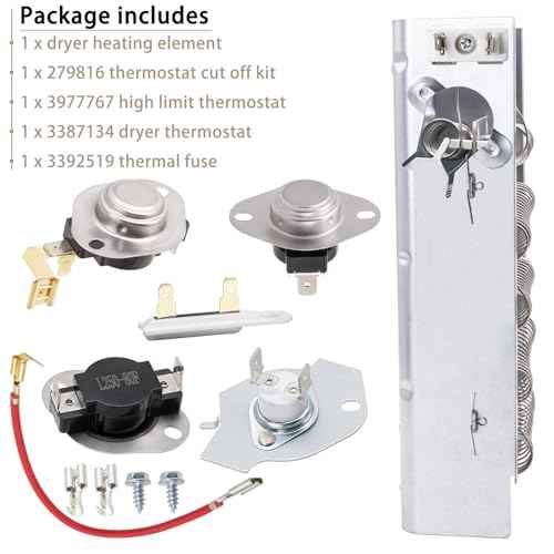 Dryer Heating Element Kit Replace for Whirlpool WED7300DW1 WED7300DW0 WED7000DW1 WED6200SW0 WED7000DW2 WED7000DW0 WED5600SQ0 WED6200SW1 WED5320SQ0 WED5321SQ0 WED5500SQ0 WED5510VQ0
