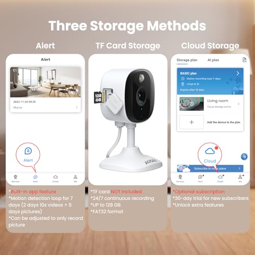 AOQEE 2K WiFi Security Cameras for Home Indoor/Outdoor - 2 Pack, Full Color Night Vision, Motion & Audio, Waterproof, Easy Install