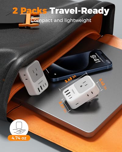 TESSAN US to UK Plug Adapter Type G-UK Ireland 2 Pack Travel Power Converter