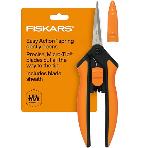 Fiskars 6-inch Micro-Tip Pruning Snips - Garden Shears for Small Plants, Sharper Cuts