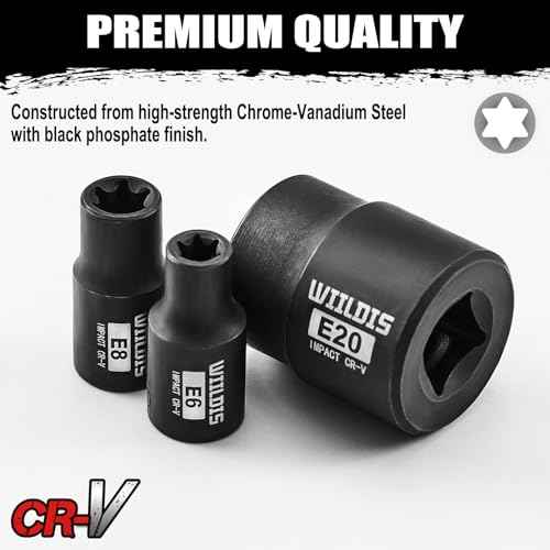 11-Piece E-Torx Socket Set, 1/4" & 3/8" Drive, E4-E20 Torque Socket Set