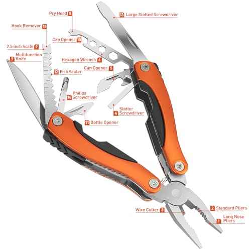 Needle Nose Pliers, Multi Tool, Hiking Essentials, Fathers Gifts, Pocket Knife, Multitool Pliers, Camping Knife with Holster and Nylon Sheath for Outdoor, Fishing, Hunting, Hiking