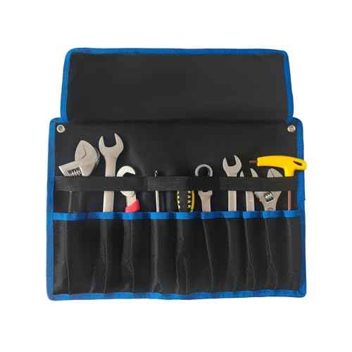 Roll Up Wrench Pouch SAE, Heavy Duty Canvas Tool Wrench Organizer Bag 10+10 Pockets (Only Pouch)