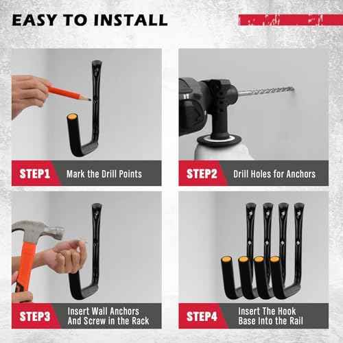 SEDY 4-Piece 15" 100 Lbs Heavy Duty Garage Storage Hooks, Kayak Storage Rack Garage Hooks Jumbo Arm Kayak Wall Mount for Hanging Surfboard Snowboard Paddle Board Ladders Bikes