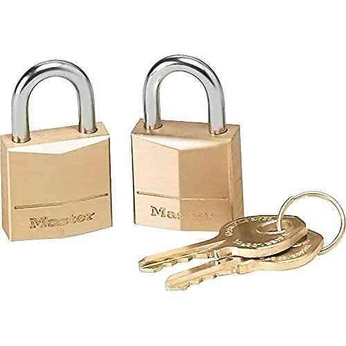 Master Lock Padlock, Solid Brass Lock, 3/4 in. Wide, 120T (Pack of 2-Keyed Alike)