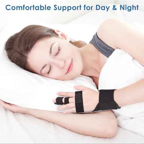 Full Trigger Finger Splint - Hand and Wrist Brace Support for Sprains, Pain Relief, Arthritis, Tendonitis, Fractured Finger - Adjustable Locking Straightener
