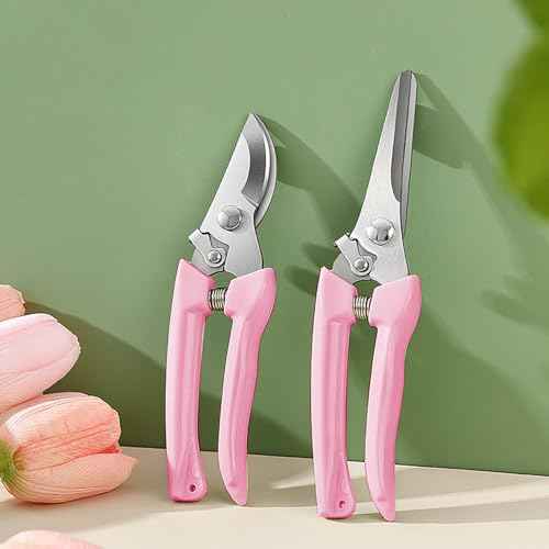 2pcs Garden Flower Shears Pruning Shears 6.9 inches Scissors Lightweight Plant Scissors for Cutting Flowers, Trimming Plants, Bonsai, Fruits Picking