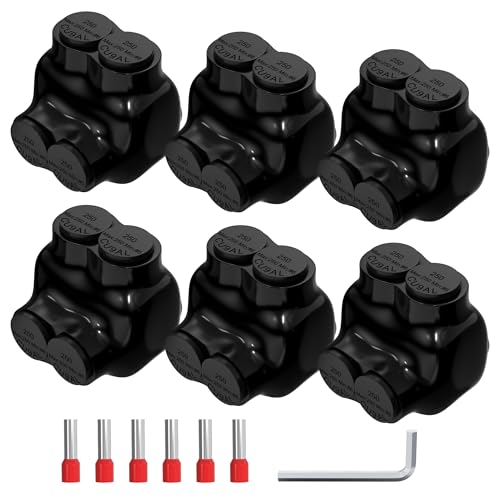 Joinfworld 6 Pack Insulated Multi Tap Connectors 250MCM-6 Wire Aluminum to Copper