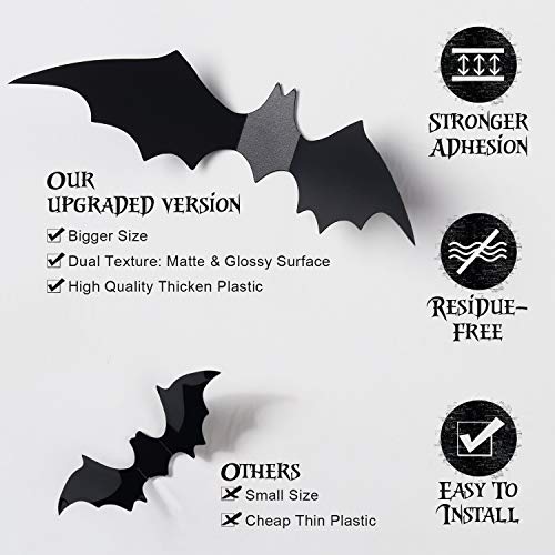 Halloween Bat Decorations Set of 60 PVC Wall Decals for Haunted House & Party Decor