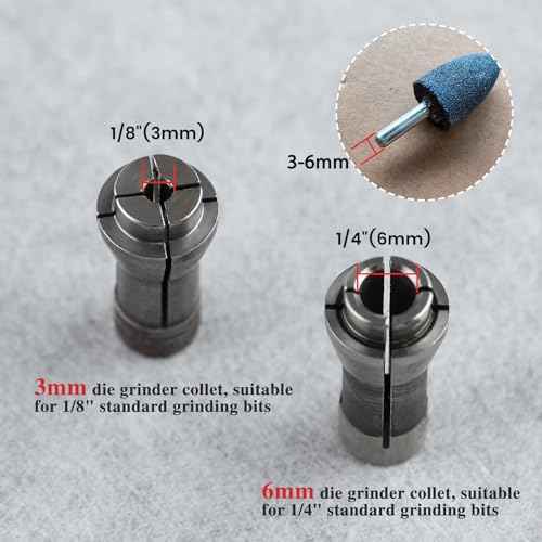 4 Pcs Die Grinder Collet Grinding Machine Clamping Collet Adapter 1/4" and 1/8" Arbors Shank, 2 Pack 3mm and 2 Pack 6mm Grinding Machine Clamp Engraving Chuck Die Grinder Tool