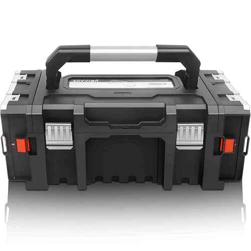 Anyyion Tool Box Organizer,Two detachable Parts Boxes, Removable Tray with Stainless Steel Dual Lock Secured,Metal Handle is Truly Rugged,(Internal Size:14.9x7.8x5.7 inch£© (Orange)