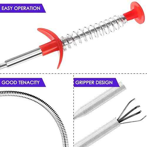 Drain Snake, Drain Clog Remover - Gutter Cleaning Tools Drain Cleaner for Toilet Sewer Shower Kitchen Bathroom Tub Clogged Drains Opener Cleaning Tool, Flexible Grabber Claw Pick Up Reacher (79 inch)