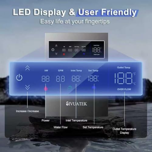SIVUATEK TSB-140 14kW Electric Tankless Water Heater 240V for Sink & Shower, Gray