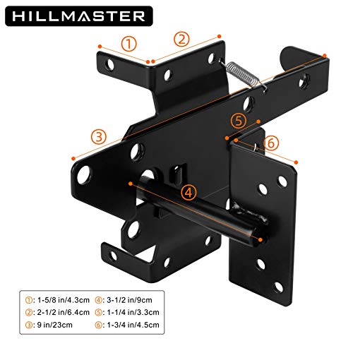 HILLMASTER Black Heavy Duty Self-Locking Gate Latch for Wooden & Metal Fences, Post Mount, 1 Pack