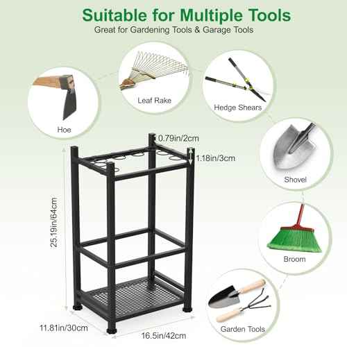 Dirza Garden Tool Organizer,Yard Tool Organizer for Garage Organization and Storage,Garden Tool Rack with 9 Loops for Garage, Shed, Outdoor,Easy Take Out and Storage,Will NOT tip over