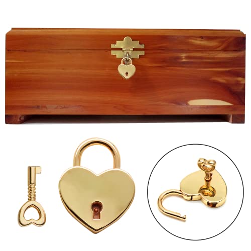 Waziaqoc 2PCS Heart Shaped Padlocks, Small Gold Padlock with Keys Metal Decorative Locks for Jewelry Box Storage Box Diary Mini Bags