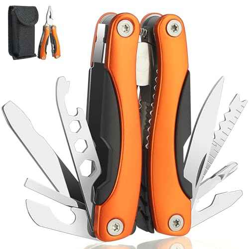 Needle Nose Pliers, Multi Tool, Hiking Essentials, Fathers Gifts, Pocket Knife, Multitool Pliers, Camping Knife with Holster and Nylon Sheath for Outdoor, Fishing, Hunting, Hiking