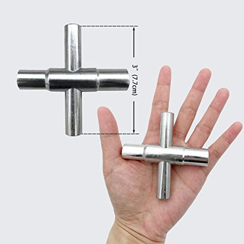 4 Way Sillcock Key Wrench Set, 1/4", 9/32", 5/16", 11/32" Water Utility Key for Faucet, Spigots and Most Valves, 2 Pack