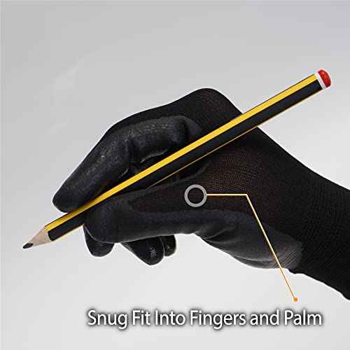 DEX FIT Prime Nitrile Work Gloves FN331, 3D-Comfort Fit, Non-Slip Grip, Durable, Thin, Lightweight & Cool, Touchscreen Compatible, Black (S) 1 Pair