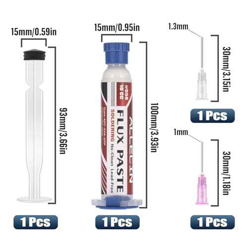 No Clean Soldering Flux 558 10CC 10mL Lead-Free Less-Smoke Rosin Solder Fluxes Paste Syringe for Electronics 10 milliliters with Needle Dispensing Tool (Pack of 1Pcs)