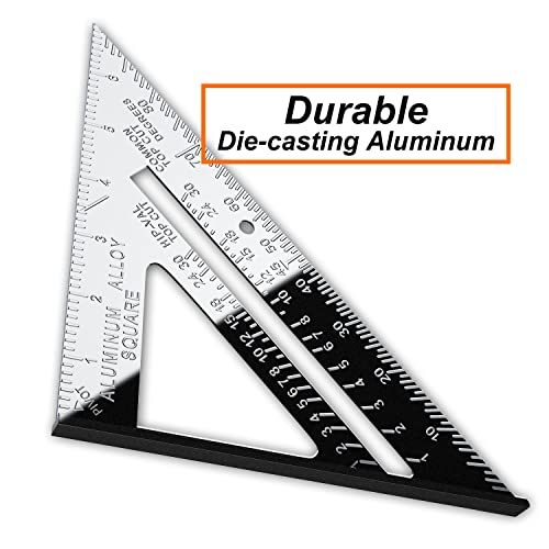 Mecurate 7-Inch Die-Cast Aluminum Triangle Rafter Square