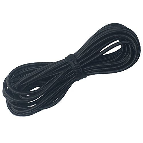 Huouo 1/8" x 25' Black Bungee Shock Cord - Marine Grade Elastic Nylon Rope