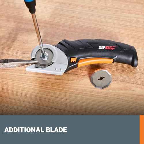 Worx Zipsnip Cordless Electric Scissors, Rechargeable Cardboard Box Cutter, 4V Powerful Fabric Scissors with 2 Safety Blades & Storage Bag WX082L.2