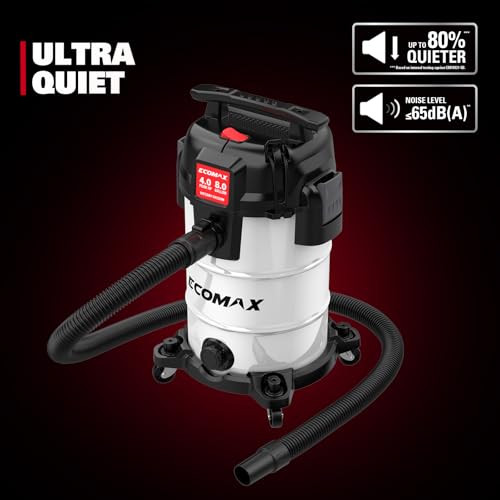 ECOMAX 8 Gallon Ultra Quiet Stainless Steel Shop Vacuum Wet Dry Cleaner