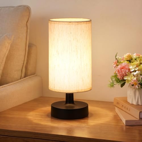 Beige Cordless Table Lamp with 4000mAh Rechargeable Battery - 10 Inch, Touch Dimming, Home Decor