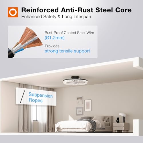 addlon 20-Inch Low Profile Ceiling Fan with Lights & Remote, Black - Dimmable & Reversible