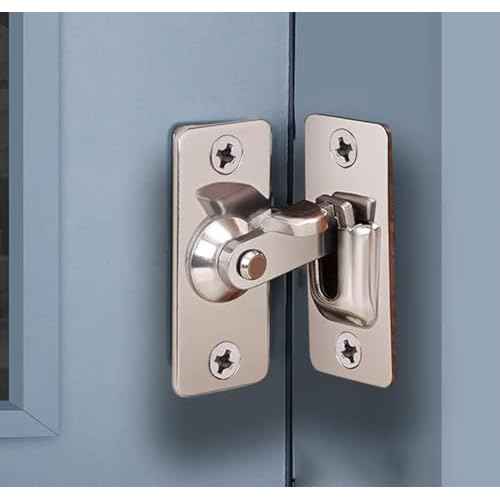 Door Hasp Latch 90 Degree, Stainless Steel Safety Angle Locking Latch for Push/Sliding/Barn Door, Satin Nickel