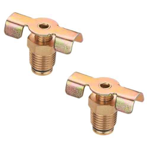 2Pcs 1/4 Brass Air Hose Fitting, Air Compressor Blowdown Valve, Air Tank Valve, NPT Male External Drain Cock Drain Switch With Handle