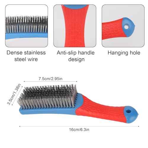 4pcs Small Wire Brushes with Curved Handles, Reinforced Bristle Heavy Duty Stainless Steel Wire Scratch Brush Practical Cleaning Tools for Grill & Industrial Cleaning