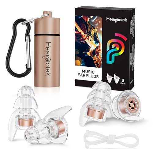 Hearprotek Concert Ear Plugs, 2Pairs Reusable high Fidelity Musician Ear Plugs for Concerts Loud Music-Noise Reduction Ear Protection earplugs for Rave,Festival,Music,Tinnitus Relief