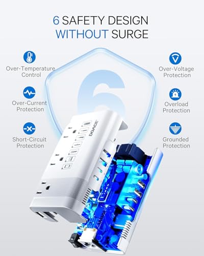 DOACE White US to Europe Voltage Converter for Hair Straightener & Curlers - Travel 350W