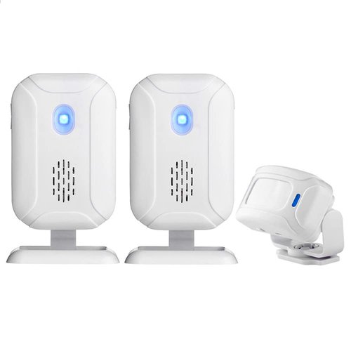 Wireless PIR Motion Sensor Detector Security Alarm Chime,Shop Store Office Home Front Door Entry Welcome Doorbell,Mailbox Alert, Garage Driveway Alarm,with Night Light (2 Receiver and 1 PIR Detectors)