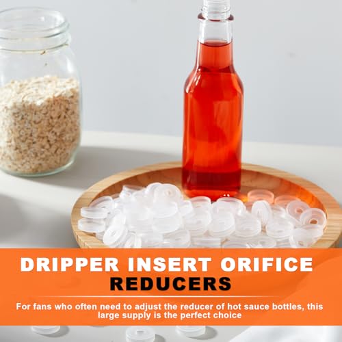Burbell 100 Pcs Hot Sauce Bottle Dripper Insert Orifice Reducers - 20mm, 5mm Hole