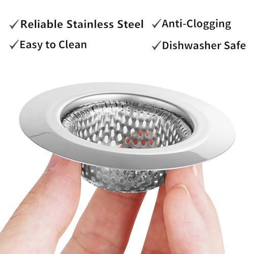 Stainless Steel Bathtub Drain Strainer Hair Catcher 2 Pack - Universal Fit