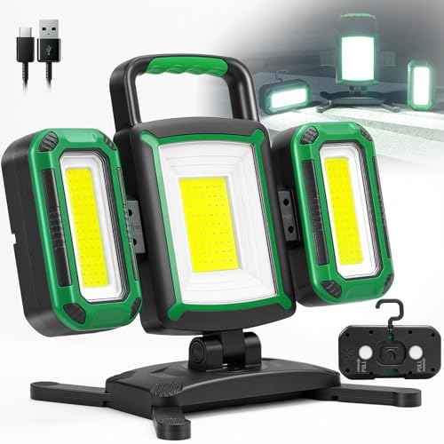50W 5000LM Rechargeable Work Light, 3-in-1 Magnetic Work Light with Detachable 2 Floodlights, 9 Modes, Foldable&360¡Æ Rotatable IP65 Portable LED Worklight with Hooks for Jobsite Garage Car Repairing