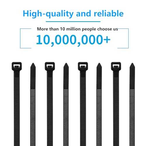 8 Inch Black Zip Ties Pack of 1200 Cable Ties 35 Lbs Tensile Strength - Eletoo