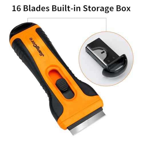Razor Blade Scraper Tool with 15 Extra SK5 Blades - Multi-Surface for Glass Tile Window Car Cooktops - Stainless Steel, Cleaning & Paint Removal Tool