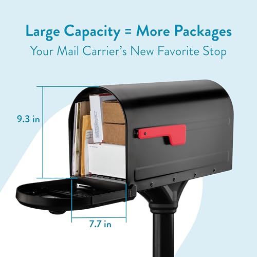 Architectural Mailboxes Roxbury Large Mailbox with Post - Black, Weatherproof